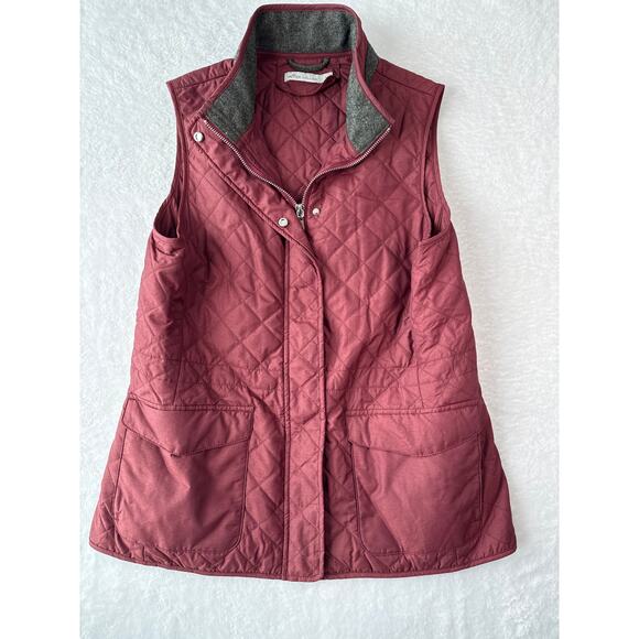 Peter Millar Womens Addison Quilted Travel Vest Size Medium Maroon Zip Pockets - Picture 1 of 7